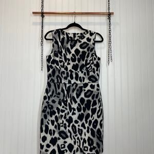 Ann Taylor Womens Animal Leopard Mini Sheath Office Dress Sleeveless Size 4